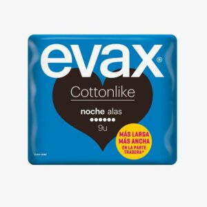 EVAX COTTONLIKE COMPRESAS HIGIENICAS FEMENINAS NOCHE CON ALAS 9 UNIDADES