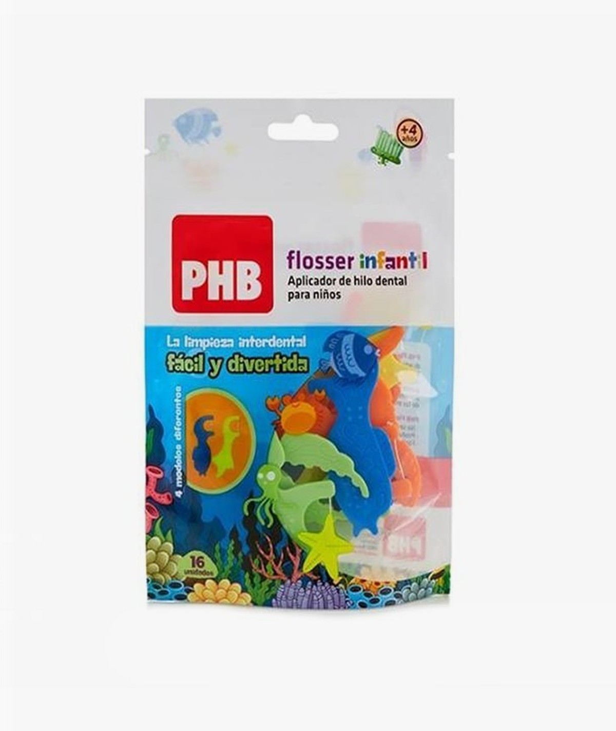 PHB FLOSSER INFANTIL HILO DENTAL CON APLICADOR 16 UNIDADES