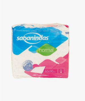 SABANINDAS PROTECTOR DE CAMA ABSORBENTE NORMAL 60 X 90 25 UNIDADES