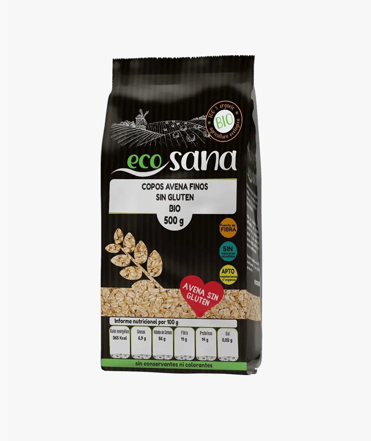 ECOSANA COPOS AVENA FINO INTEGRAL SIN GLUTEN 500G