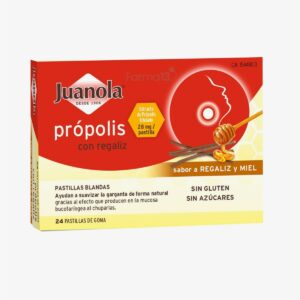 JUANOLA PROPOLIS PASTILLAS REGALIZ Y MIEL 24 PASTILLAS
