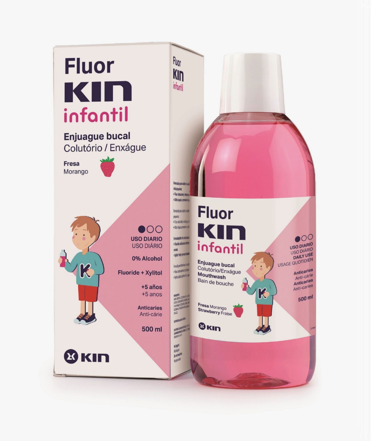 FLUOR KIN INFANTIL ENJUAGUE BUCAL 500 ML SABOR FRESA