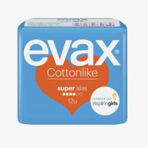 EVAX COTTON LIKE COMPRESAS HIGIENICAS FEMENINAS SUPER CON ALAS 12 UNIDADES