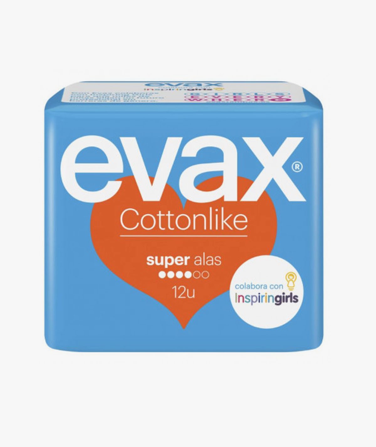 EVAX COTTON LIKE COMPRESAS HIGIENICAS FEMENINAS SUPER CON ALAS 12 UNIDADES