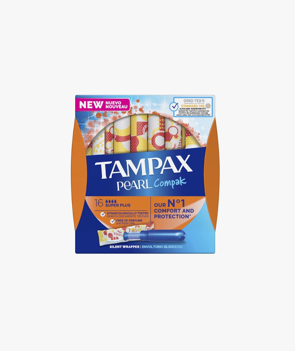 TAMPAX COMPAK PEARL TAMPON 100%ALGODON 16 UNIDADES SUPER PLUS