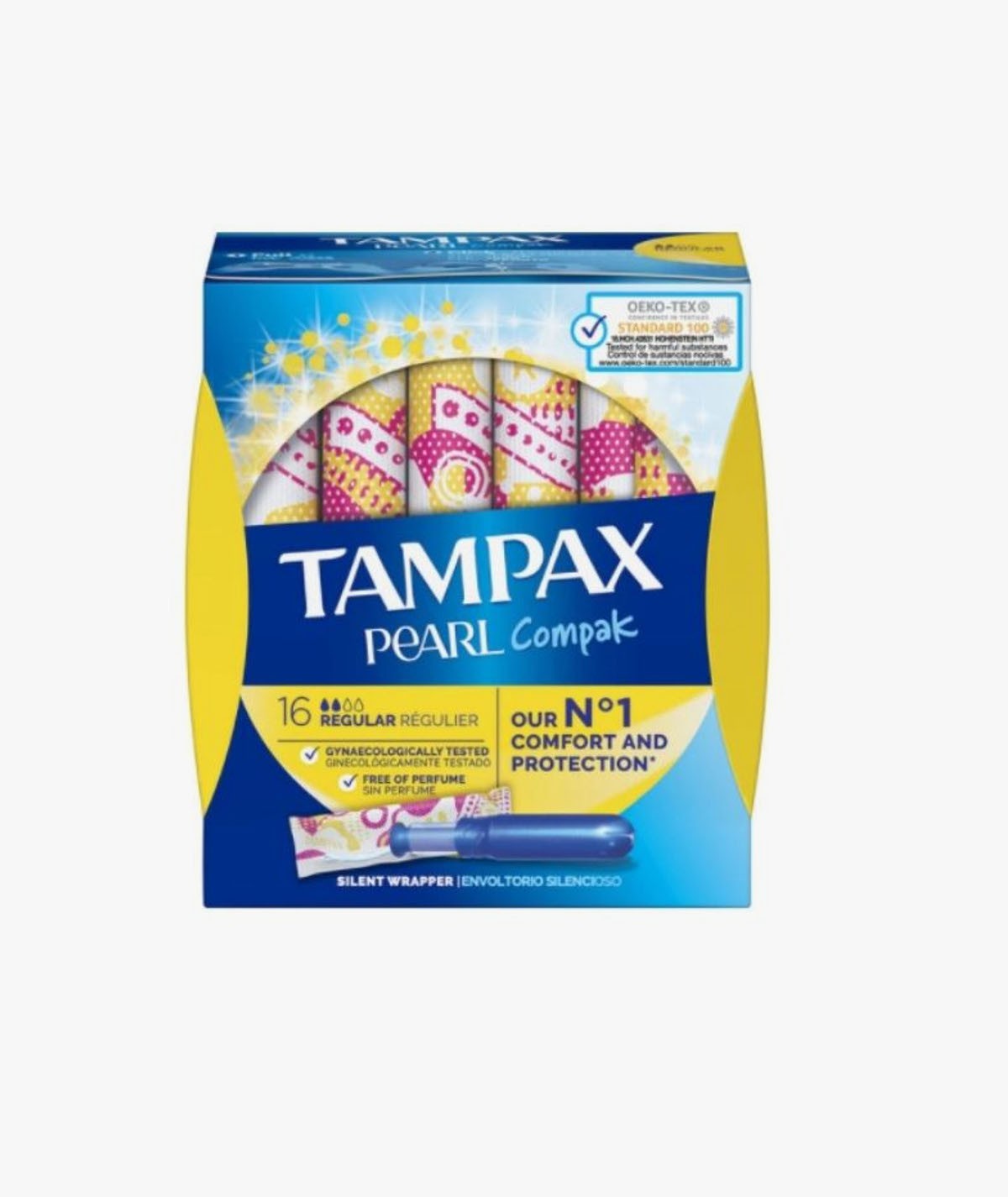 TAMPAX COMPAK PEARL TAMPON 100%ALGODON 16 UNIDADES REGULAR