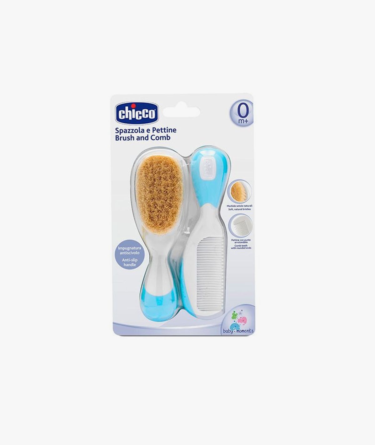 CHICCO CEPILLO Y PEINE INFANTIL PELO NATURAL AZUL