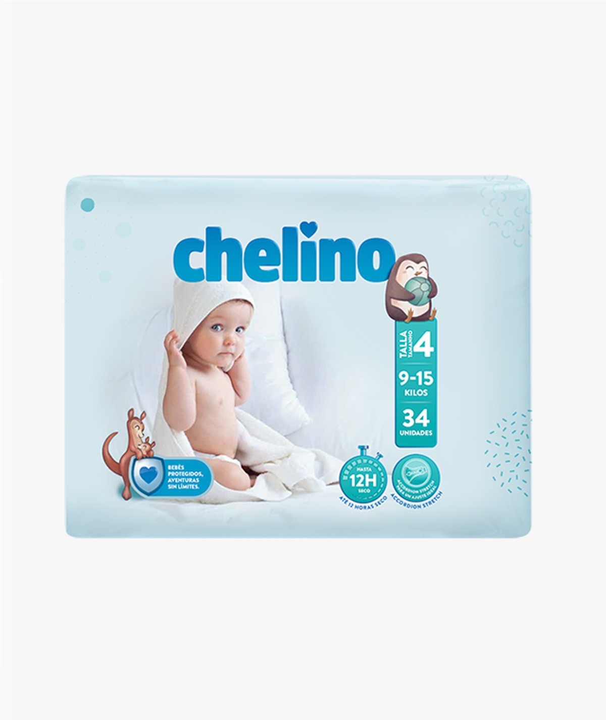 PAÑAL INFANTIL CHELINO TALLA 4 9-15 KG 36 UNIDADES