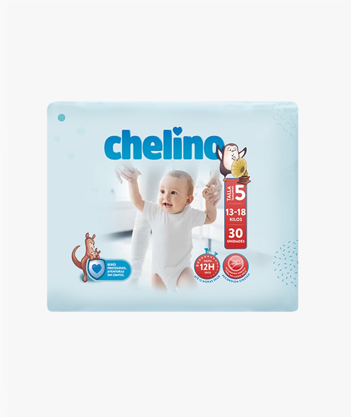 PAÑAL INFANTIL CHELINO TALLA 5 13 - 18 KG 30 UNIDADES