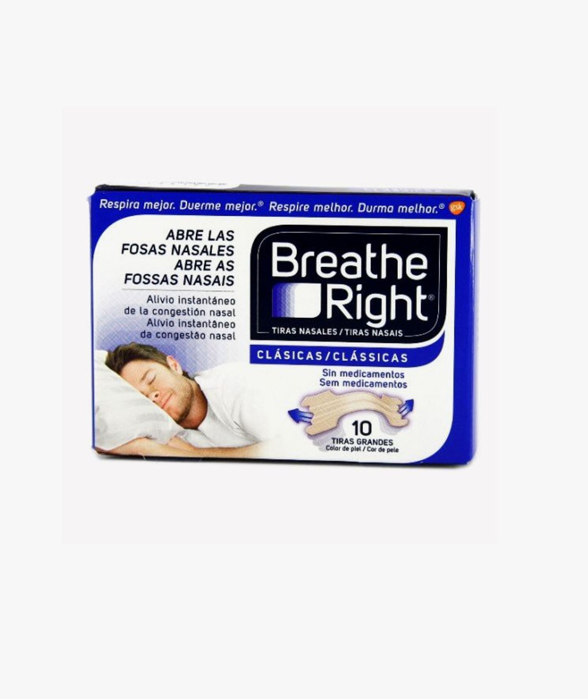BREATHE RIGHT CLASICAS TIRAS ADHESIVAS NASAL 10 UNIDADES