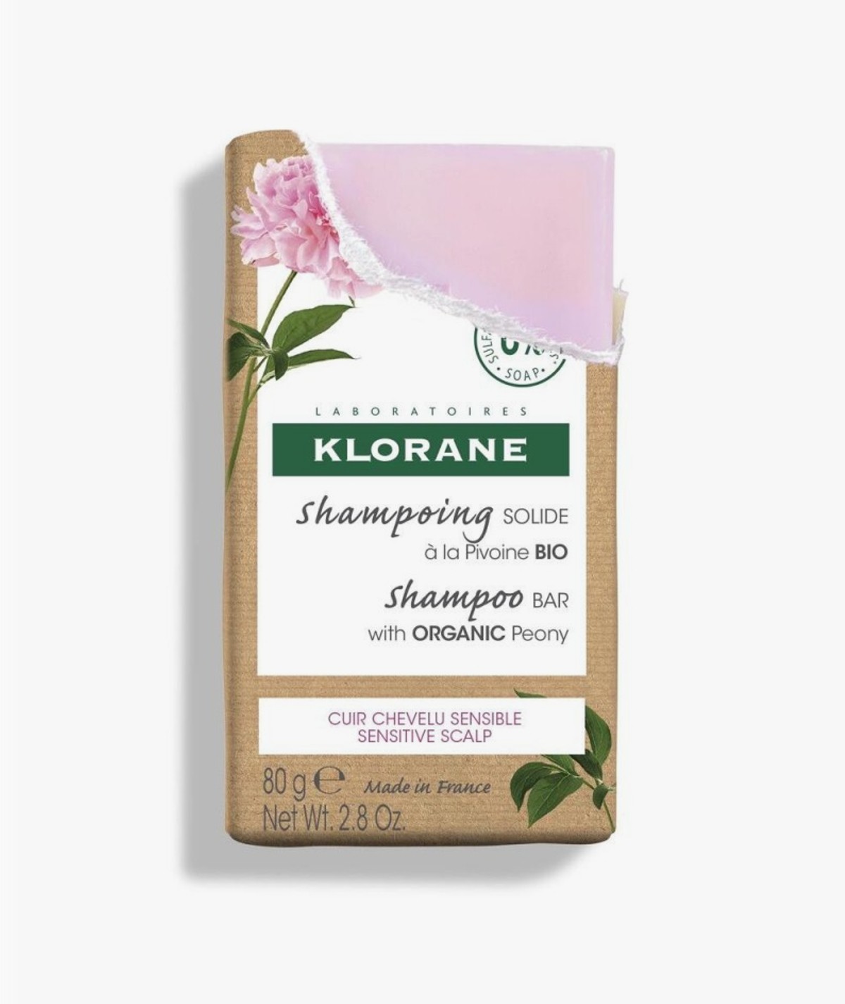 KLORANE CHAMPU SOLIDO A LA PEONIA BIO 80 G