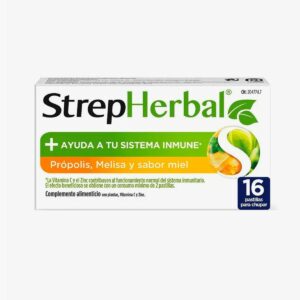 STREPHERBAL 16 PASTILLAS PARA CHUPAR SABOR MIEL