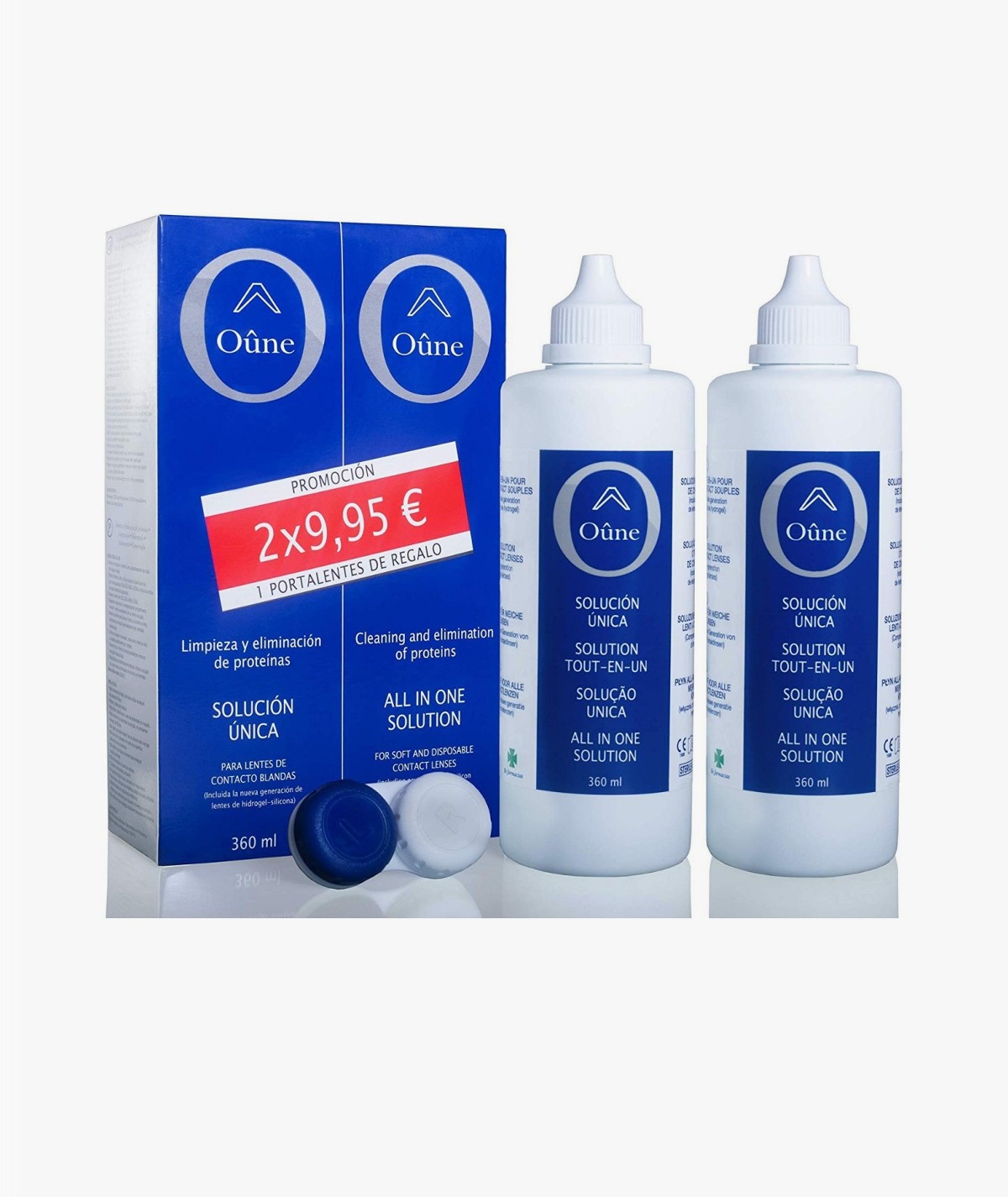 OUNE LENTES DE CONTACTO BLANDAS SOLUCION UNICA 360 ML + 360 ML
