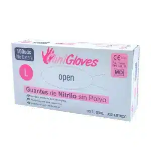 GUANTES DE NITRILO SIN POLVO CLINIGLOVES 100 UNIDADES TALLA L