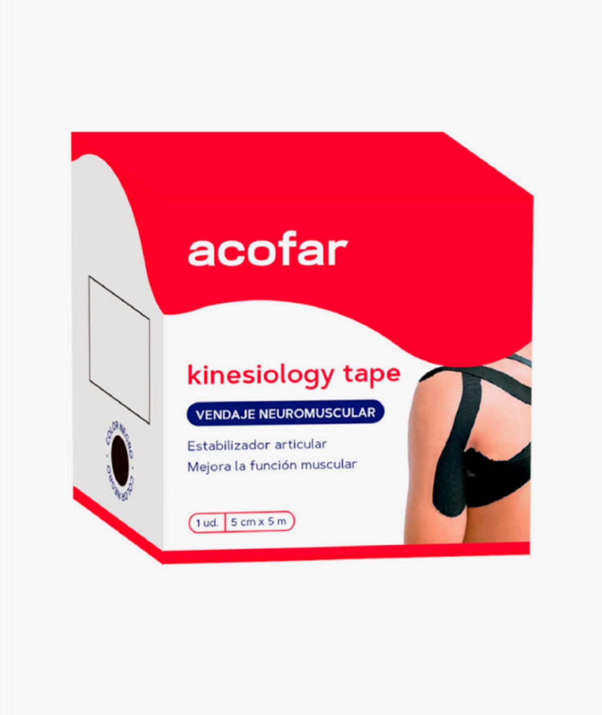 ACOFAR KINESIOLOGY TAPE VENDAJE 5MX5CM - COLOR NEGRO