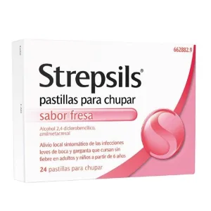 STREPSILS 24 PASTILLAS PARA CHUPAR (SABOR FRESA)
