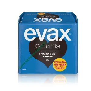 COMPRESAS HIGIENICAS FEMENINAS EVAX COTTONLIKE NOCHE CON ALA