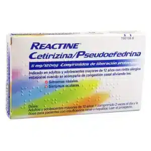 REACTINE CETIRIZINA PSEUDOEFEDRINA 5 MG 120 MG 14 COMPRIMIDO