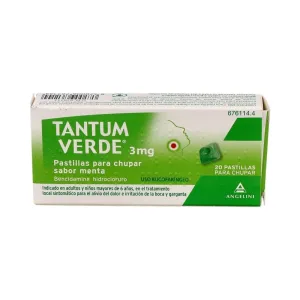 TANTUM VERDE 3 MG 20 PASTILLAS PARA CHUPAR (SABOR MENTA)