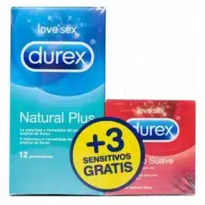 DUREX NATURAL PLUS + DUREX SENSITIVO CONFORT PRESERVATIVOS